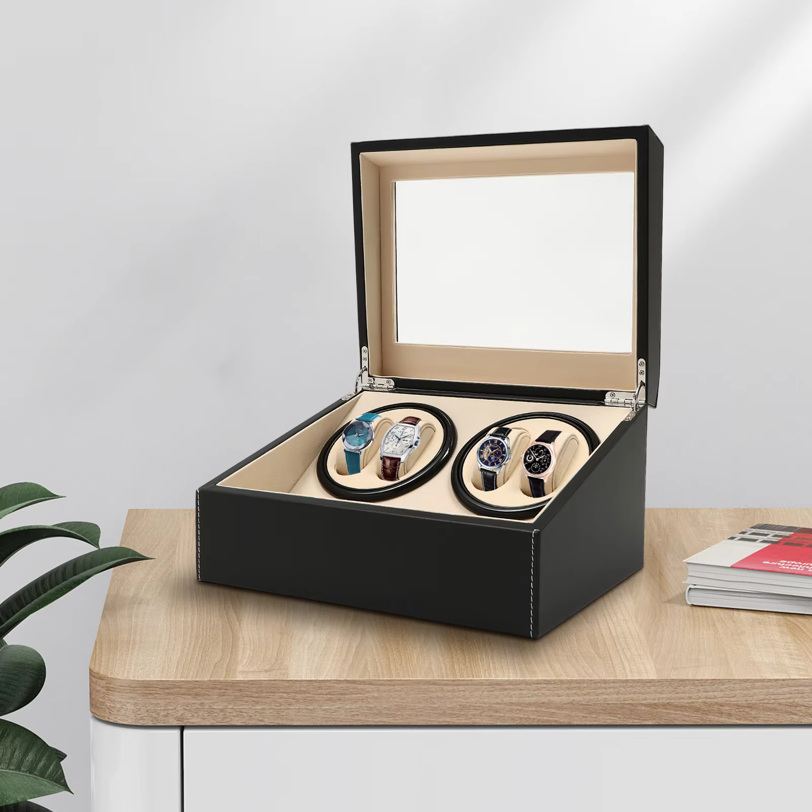 4+6 Watch Winder Automatic Watches Shaker PU Leather Mechanical Watch Box Watch Jewelry Display Box