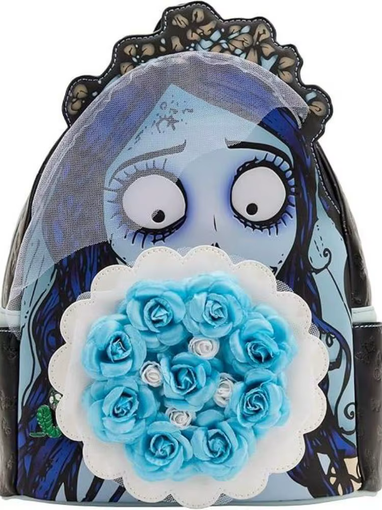 Loungefly Corpse Bride Emily Blue Flower Bouquet Cosplay Mini Backpack Bag Purse