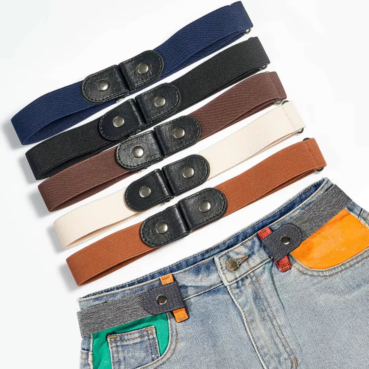 Canvas adjustable elastic invisible laser belt, buckle free belt, long pants, one piece elastic belt,