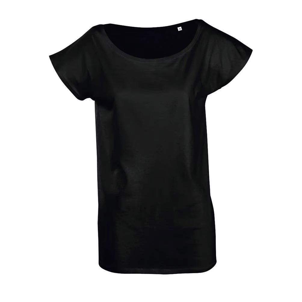 MARNAULA.MARYLIN. Long T-shirt Women Short Sleeve Kimono Size = S COLOR = Deep Black