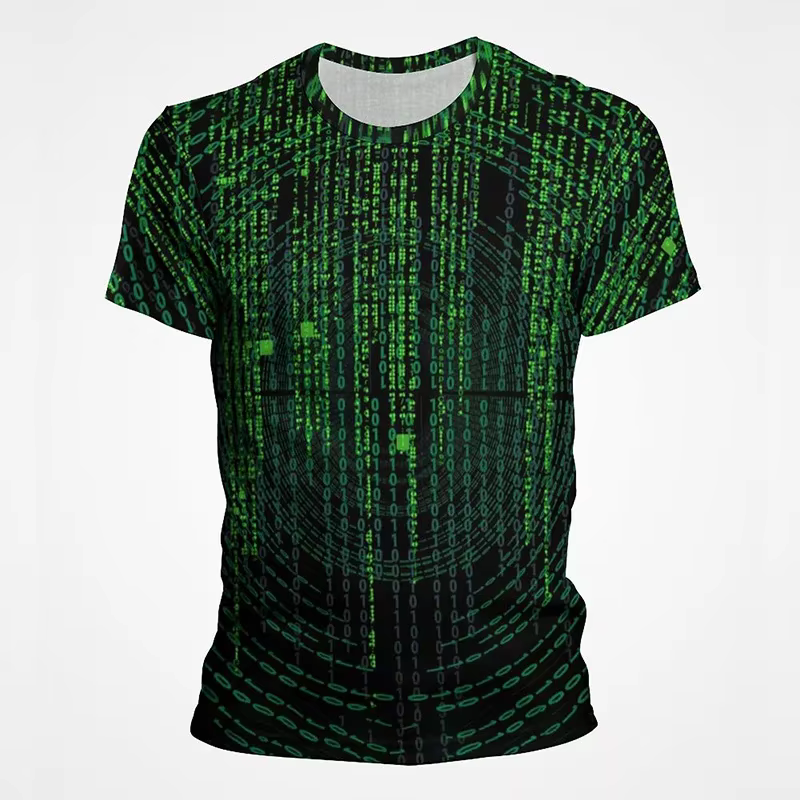 Summer 3D Printed T-shirt Green Matrix Code T Shirt Men Women Fashion Short Sleeve Tee Harajuku Cool Treetwear Casual Tops