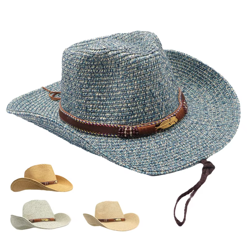 Summer Western Cowboy Top Hat Retro Style Sunshade Cowboy Straw Hat