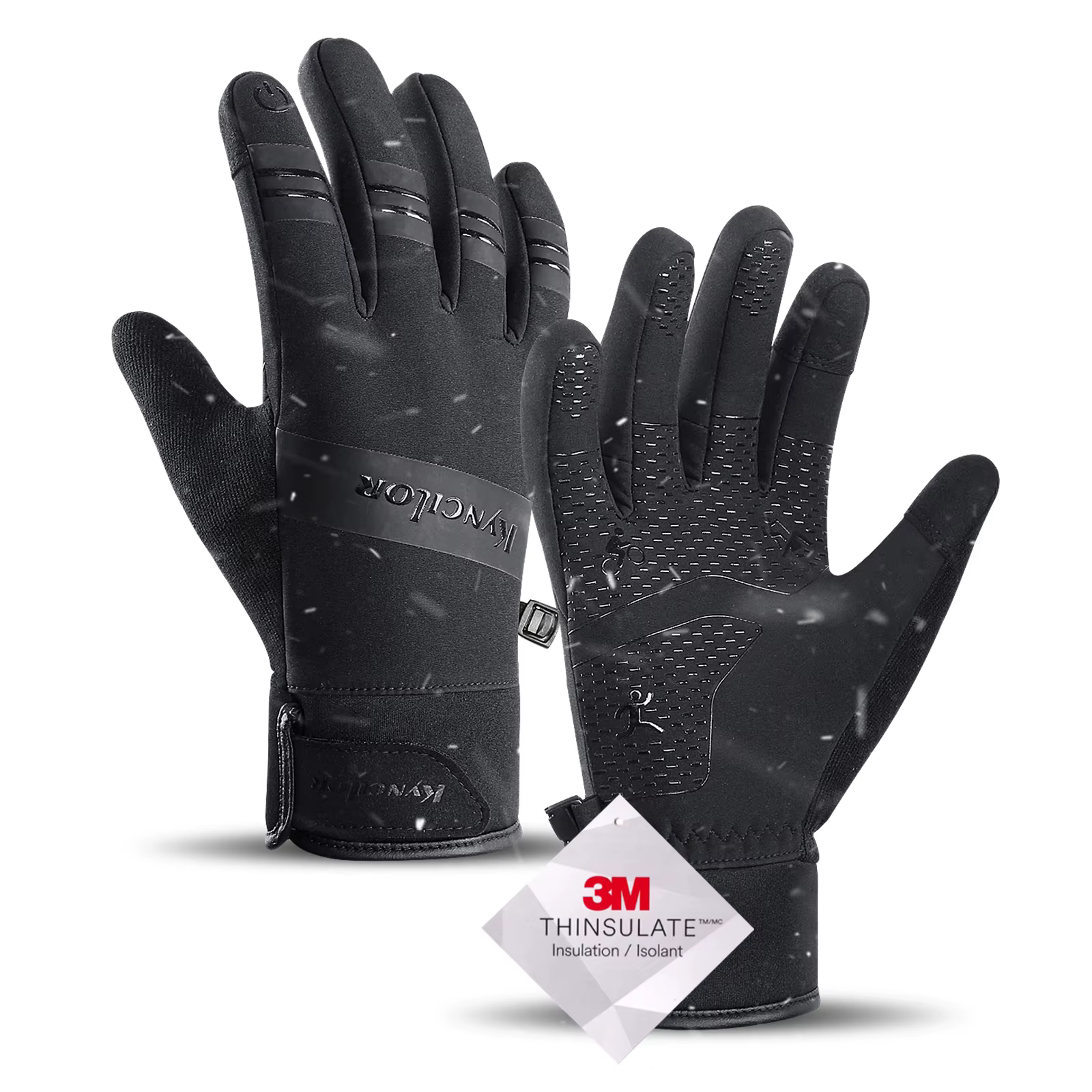 3M Winter Cycling Skiing Waterproof Gloves Black Warm Touchscreen Motorcycle Gloves Men Outdoor Scooter Riding Bike Gloves