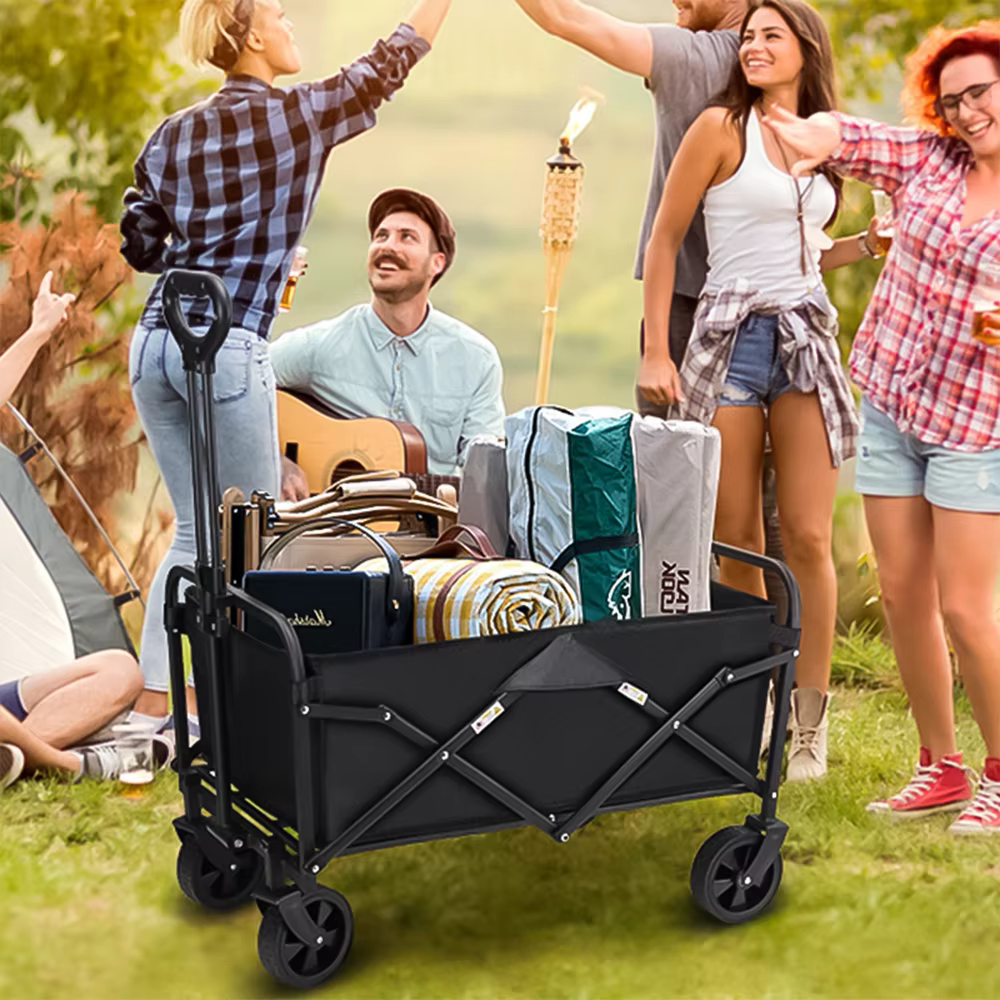Outdoor Handcart Garden Folding Wagon Cart Collapsible Utility Cart Food Truck Large Foldable Portable Picnic Beach Trolley Cart
