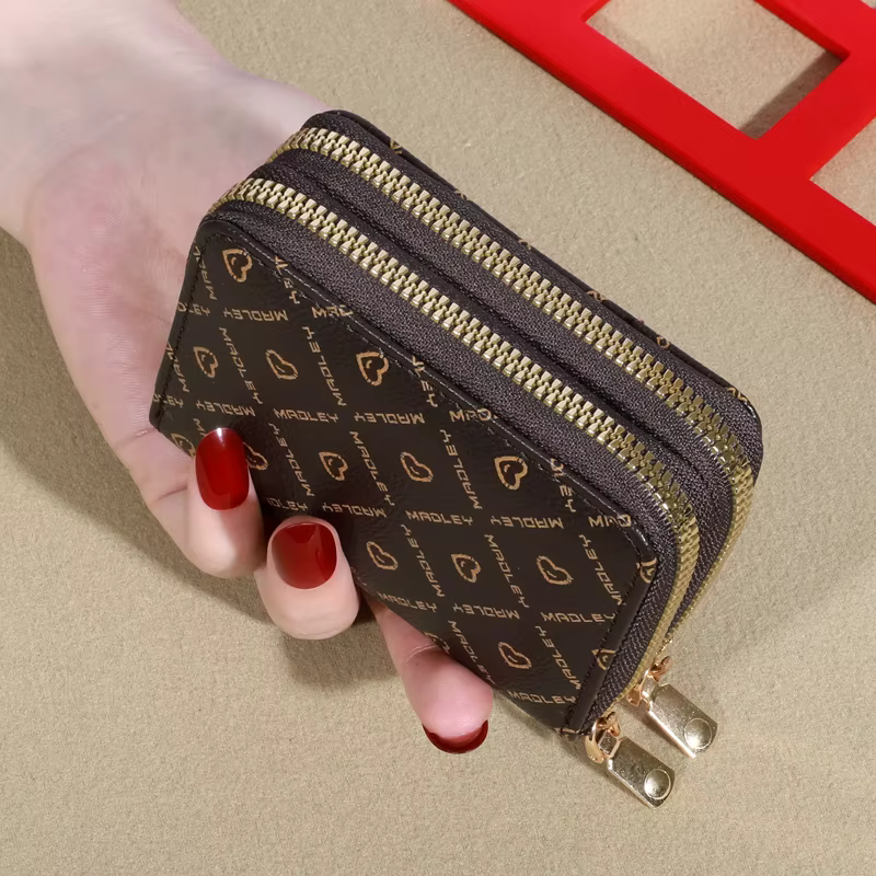 Womens Credit Card Wallet, Large Capacity Multi Card Case Wallet With ID Window, Zipper Card Cases Holder