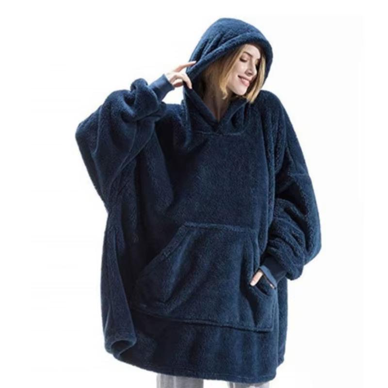 Hoodies Winter Warm Comfort Flannel Blanket With Sleeves Oversized Women Men Pullovers Thicken Fleece Giant Blanket Home Wear