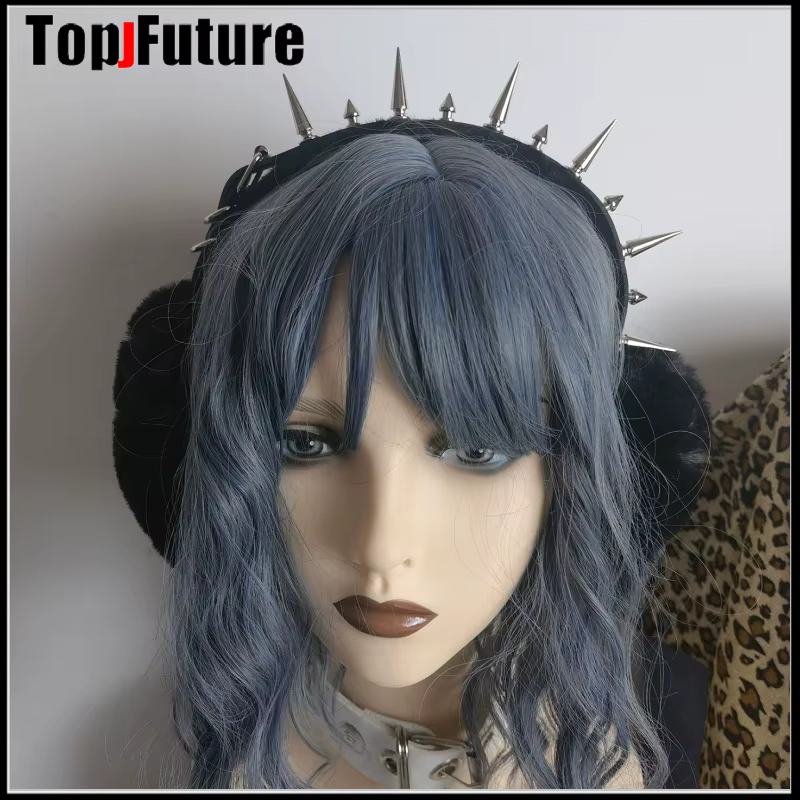 Harajuku Punk Girl Women Plush Willow nail Warm Earmuffs Gothic Women's Lolita Warmer Muff  Cover stue Fold Headband