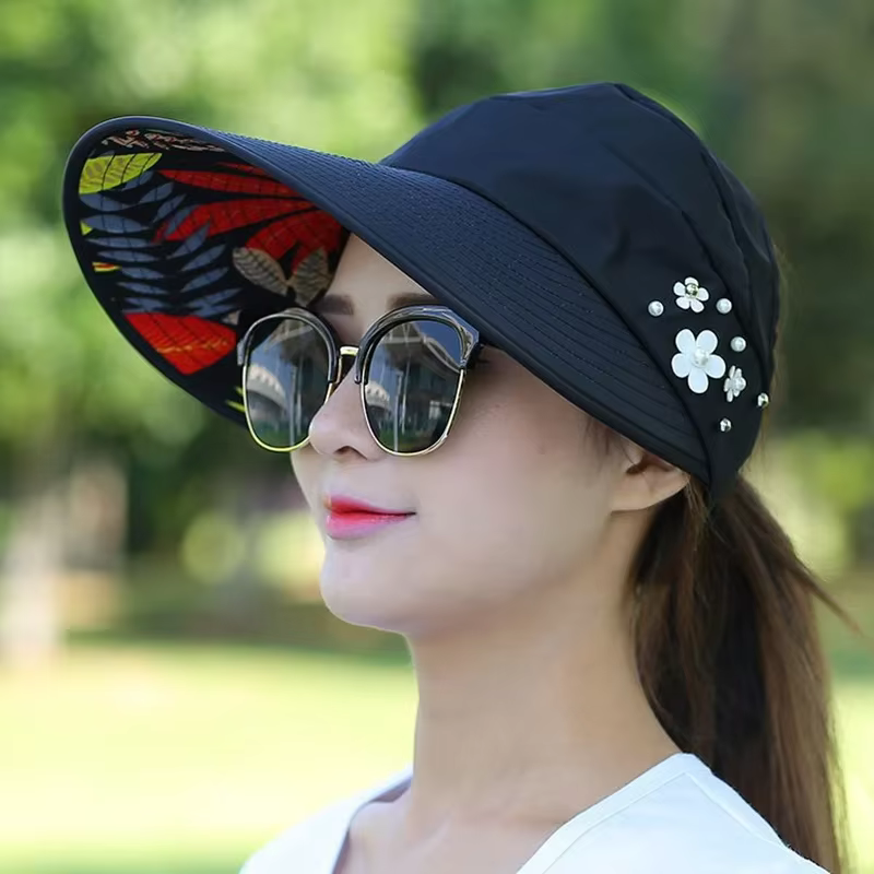 Women's Wide-brimmed Folding Sun Hats, UV-resistant Beach Vaid Hats, Summer