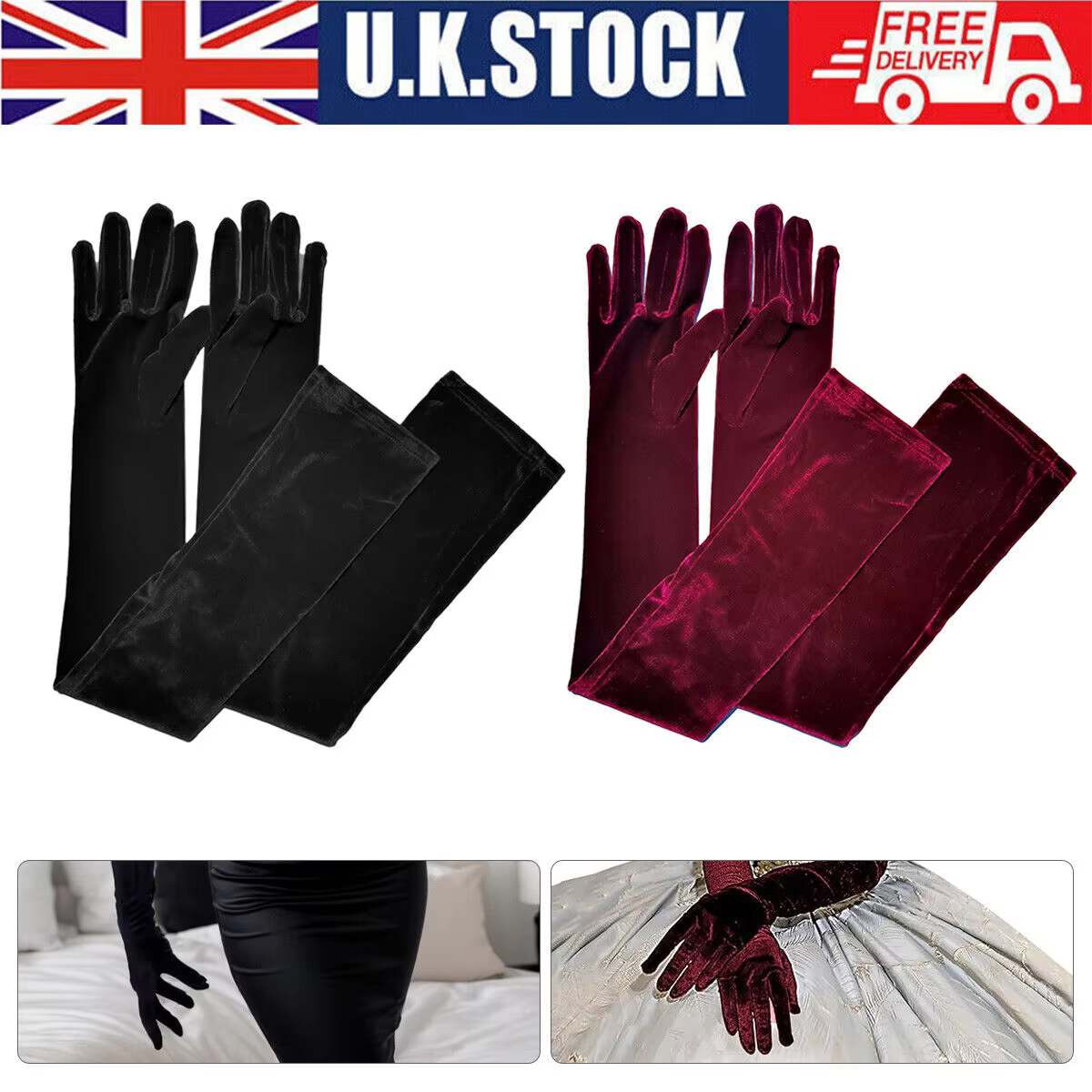 1920S Vintage Proms Warm Stage Performance Ceremonial Dress Gloves Xmas