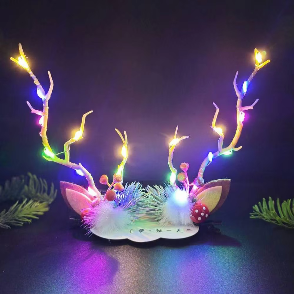 Antler Led Light Hair Clip Women Bar Blinking Elk Ear Horn Ears Hairpin Party Gift Birthday Christmas Party Cosplay Costume