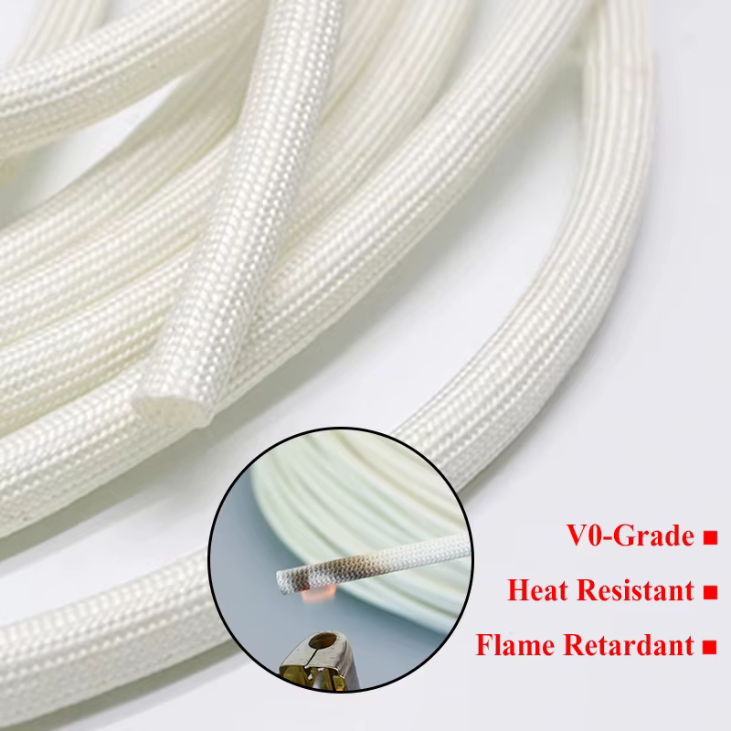 600 Deg High Temperature ID 1mm ~25mm Chemical Glass Fiber Tube Braided Fiberglass Sleeve Fiberglass Sleeving White 1/5/10/20M