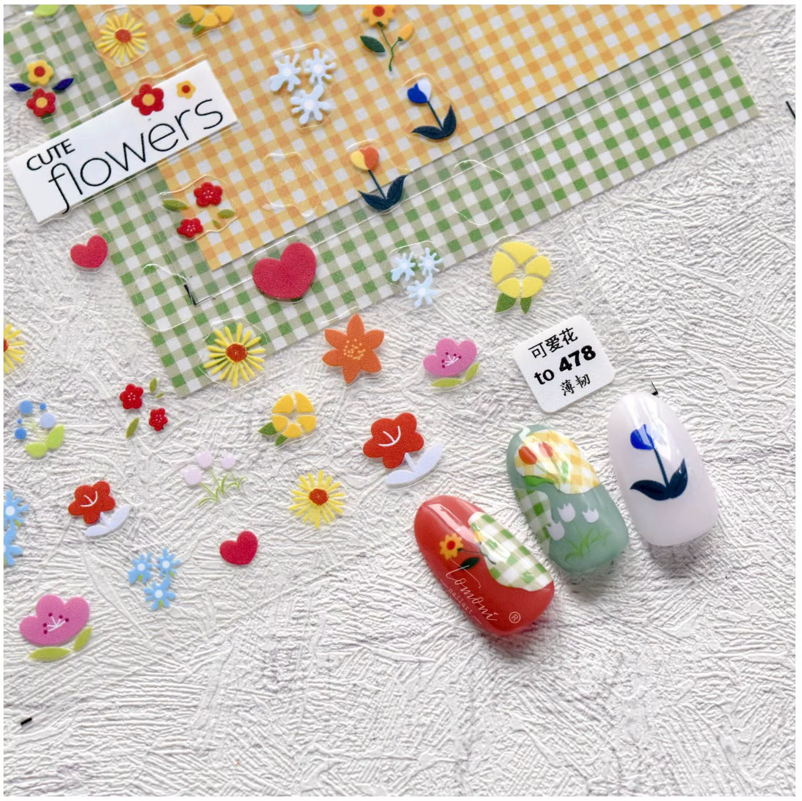 3D Engraved Nail Stickers Flowers Acrylic Press on Nail Art Decorations Transfer Nail Post It Decals Design French Manicure