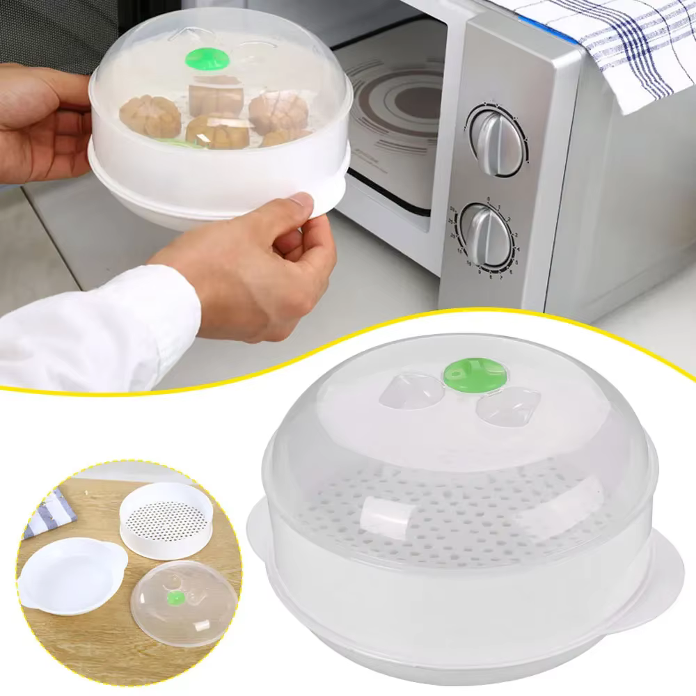 Plastic Steamer with lid Microwave round steamer, cooking machine steamer, steamed bread for home, kitchen