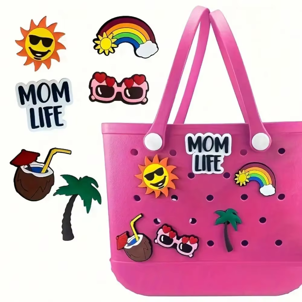 6pcs/set Adorable Cartoon Beach Bag Pendants - Ultra-Lightweight, Effortless Insertion,for Rubber Tote Bag