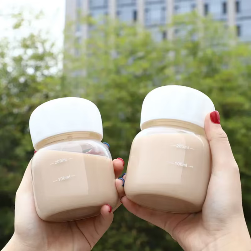 250ml Mini Glass Water Bottle, Heat-resistant Transparent Drink Bottle, Cute juice, Coffee, milk tumbler, for children Students