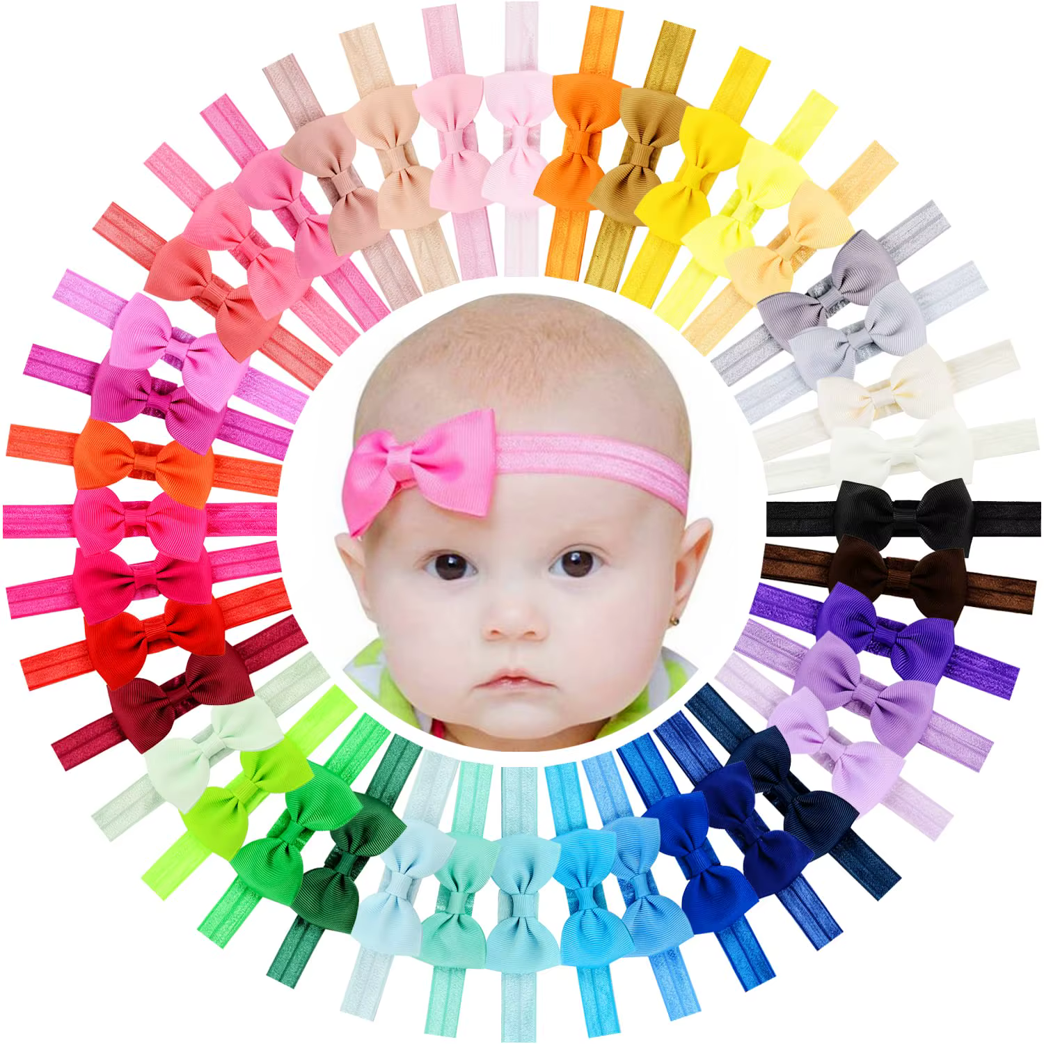 10Pcs Baby Headbands 2.75Inch Bows Hairbands Hair Bow Elastics Accessories for Baby Girls Newborn Infants Toddlers