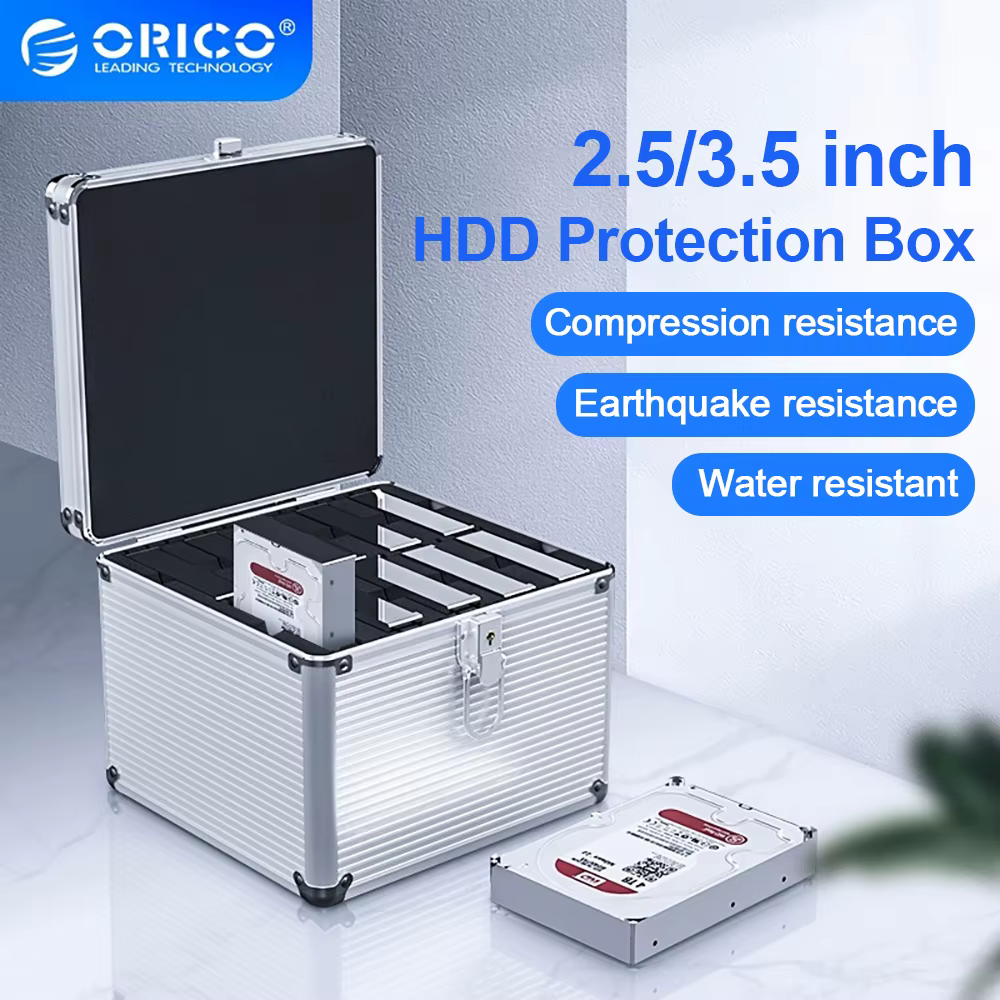 Orico Aluminum 3.5-inch Hard Drive Protection security Box with Locking Storage 10pcs 3.5" HDD Case For 2.5 3.5 M.2 Hard Drive
