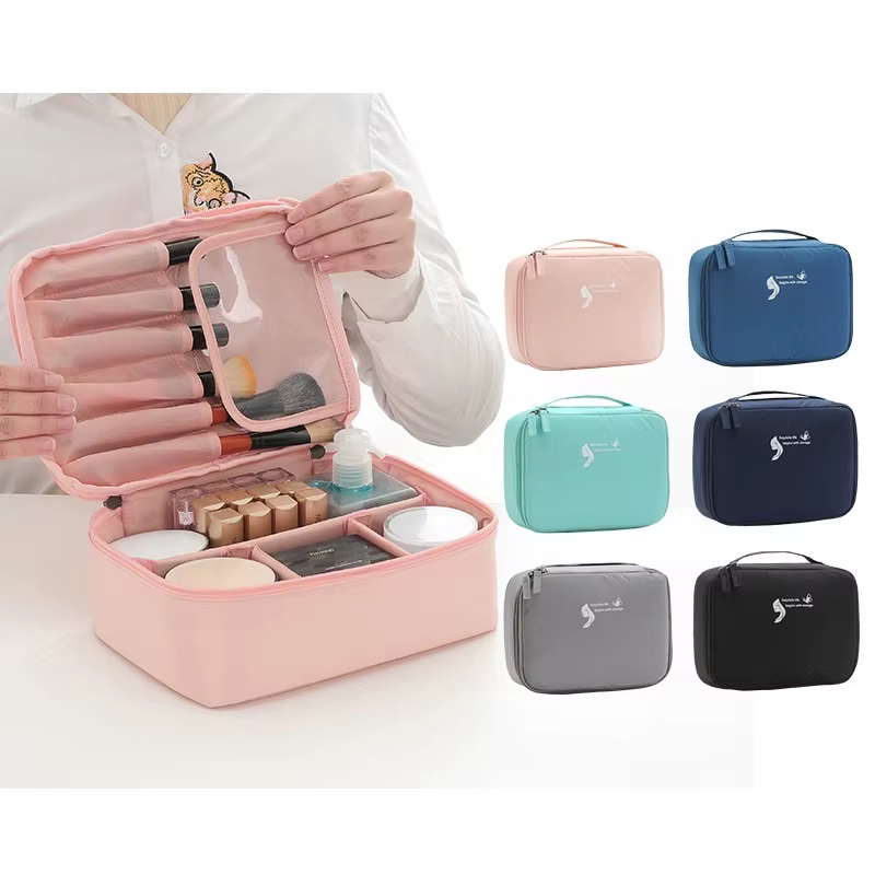 Necessário Bolsa Maquiagem Cosmética à Prova D'água Multifuncional Portátil De Viagem