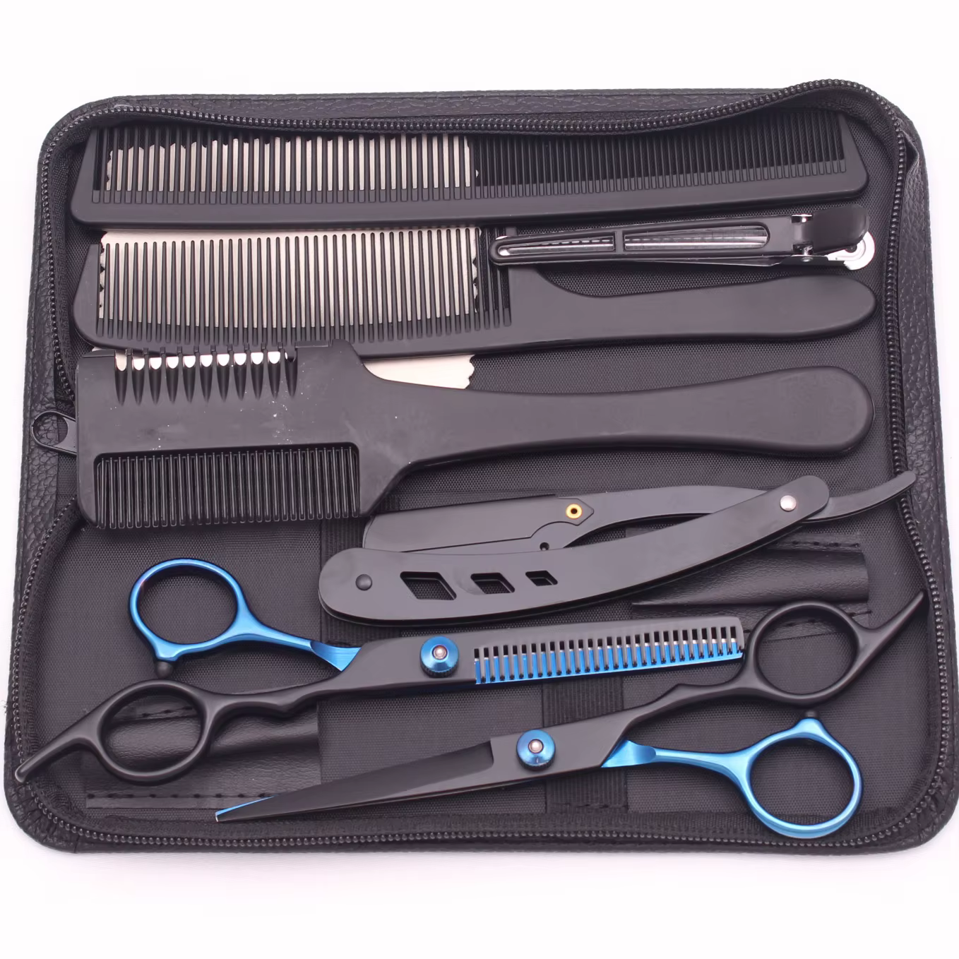 Hair Scissors Purple Dragon Hairdressing Scissors 6" Stainless Haircut Set Thinning Shears Haircut Scissors Razor Combs C1001