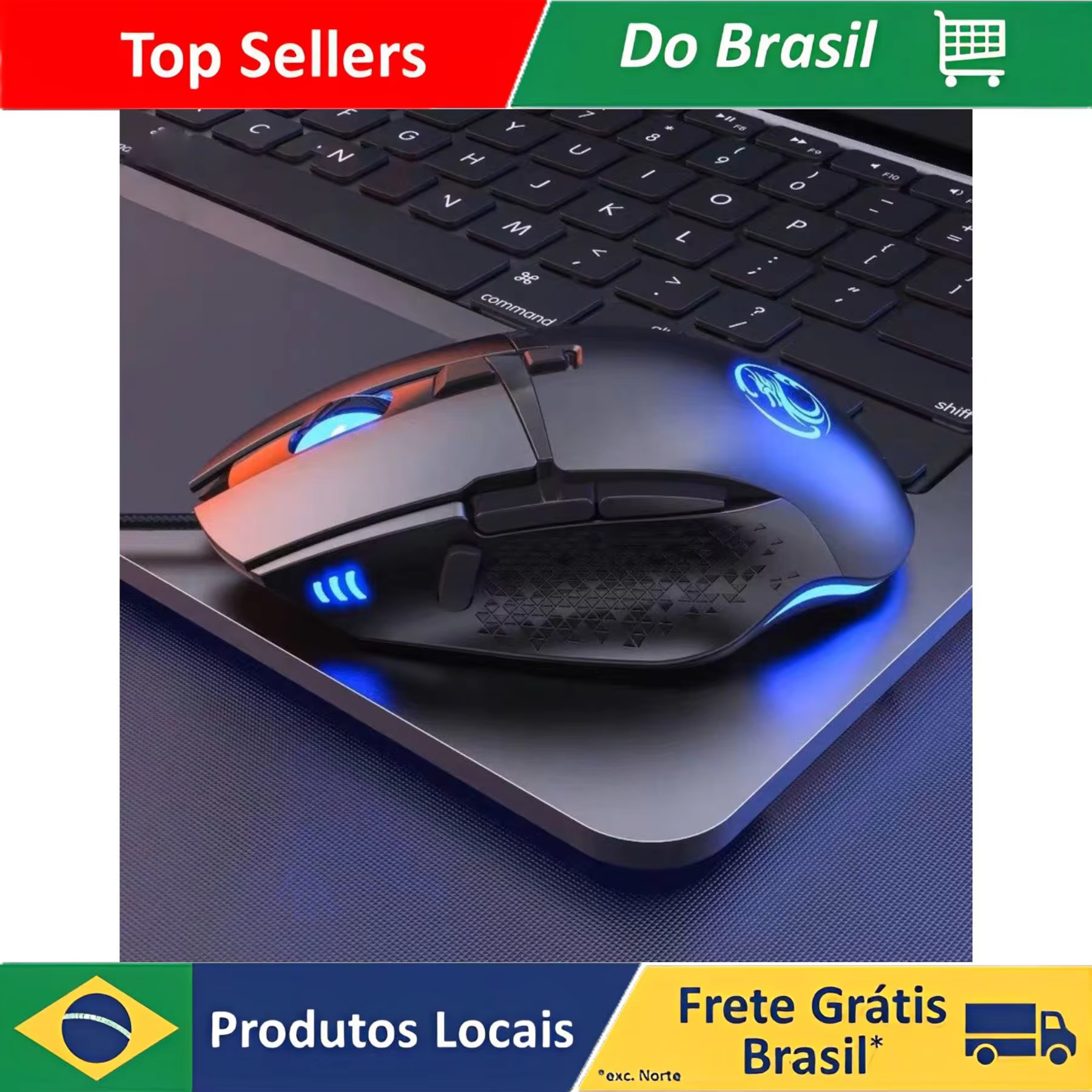 Mouse Gamer 7200 DPI Led Com Fio Usb 8 Botões Pc