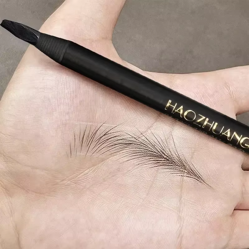 Wild Line Eyebrow Pencil High Quality Pull Eyebrow Pencil Waterproof Hard Core Flat Head Pencil White  Black Leather Makeup Pen