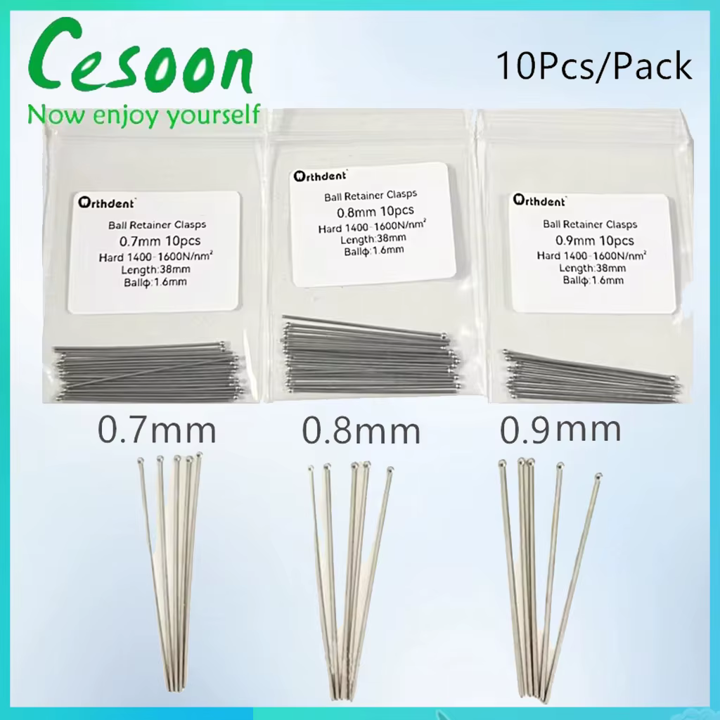 10Pcs/Pack Dental Orthodontic Ball Retainer Clasps Tooth Hold Straightener Fixed Position Dentistry Material 0.7mm 0.8mm 0.9mm