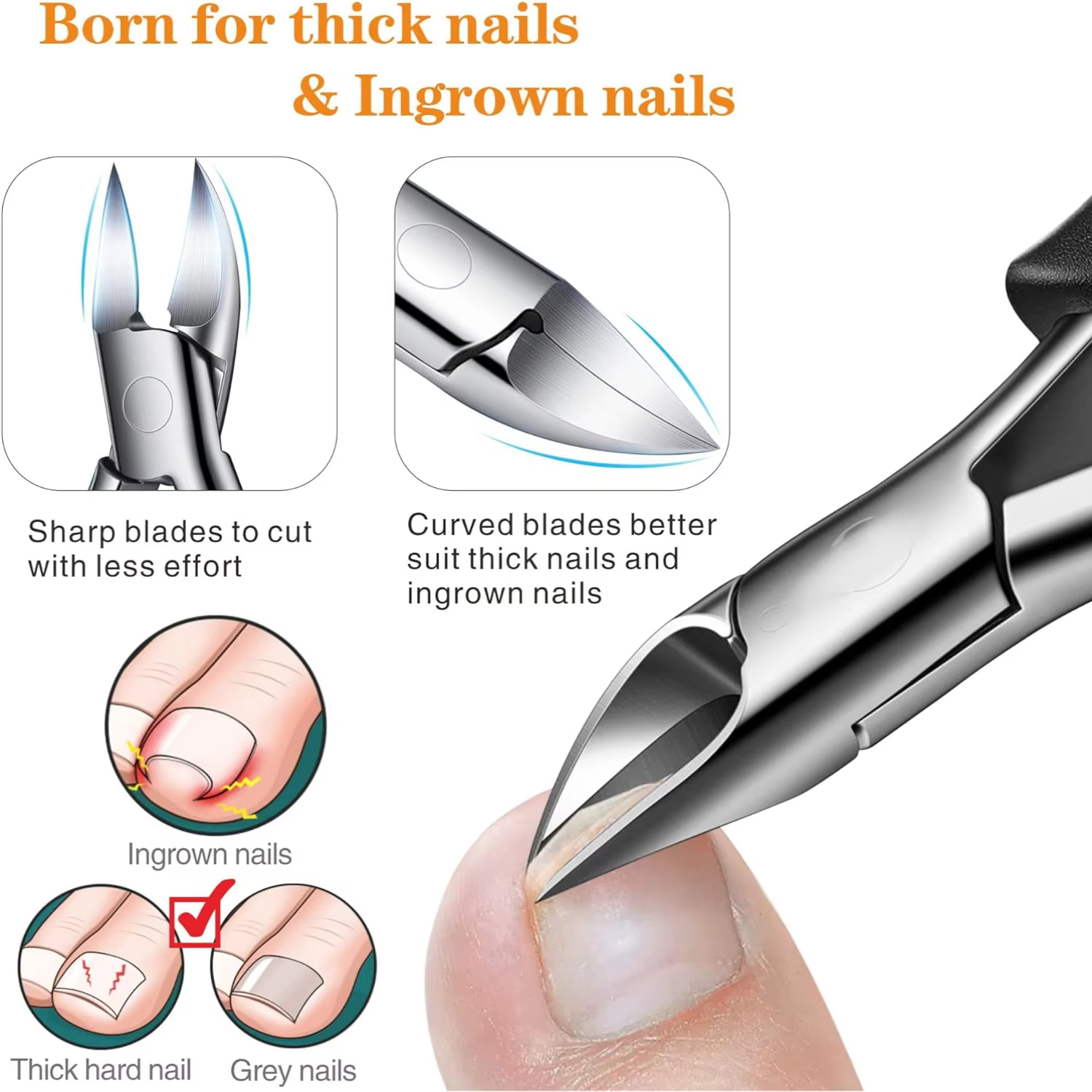 Highly Recommended Premium Stainless Steel Curved Toenail Clippers for Senior Men - Perfect Precision Grooming Tool for Ingrown