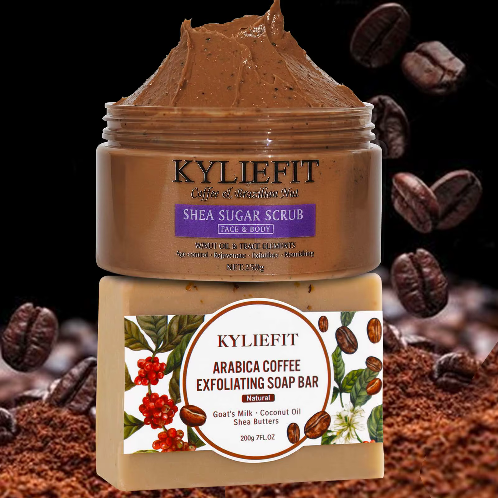 KYLIEFIT Moisturizing and Exfoliating Body, Face, Hand, Foot Scrub - Fights Spots, Whitening Skin, Great Gifts For Women & Men