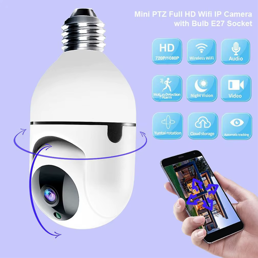 2024 Hot E27 Screw Camera WIFI Surveillance Bulb Camera Full-color Day And Night Lighting Double Light 360 Rotation Dropshipping