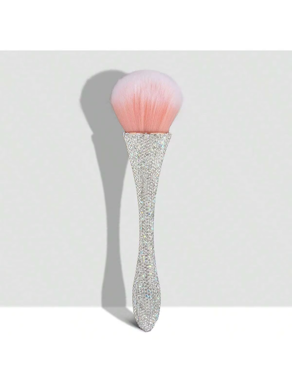 1pc Nail Dust Brush Rhinestone Bling Handle White For Acrylic Nail Art Cleaning Brush Manicure Tool