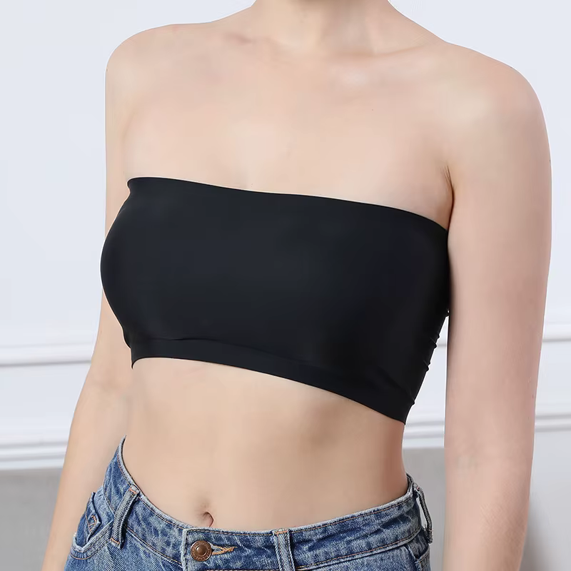 Top Teminino Strapless Breathable Seamless Yoga Top Solid Color Sports Top Elastic and Shock Proof