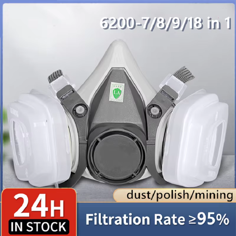 Painting Mask 6200 Half-face Cover Particle Filters 5n11 Smoke 2091 Industrial Polish Protection Eye Goggles Multi-Combination