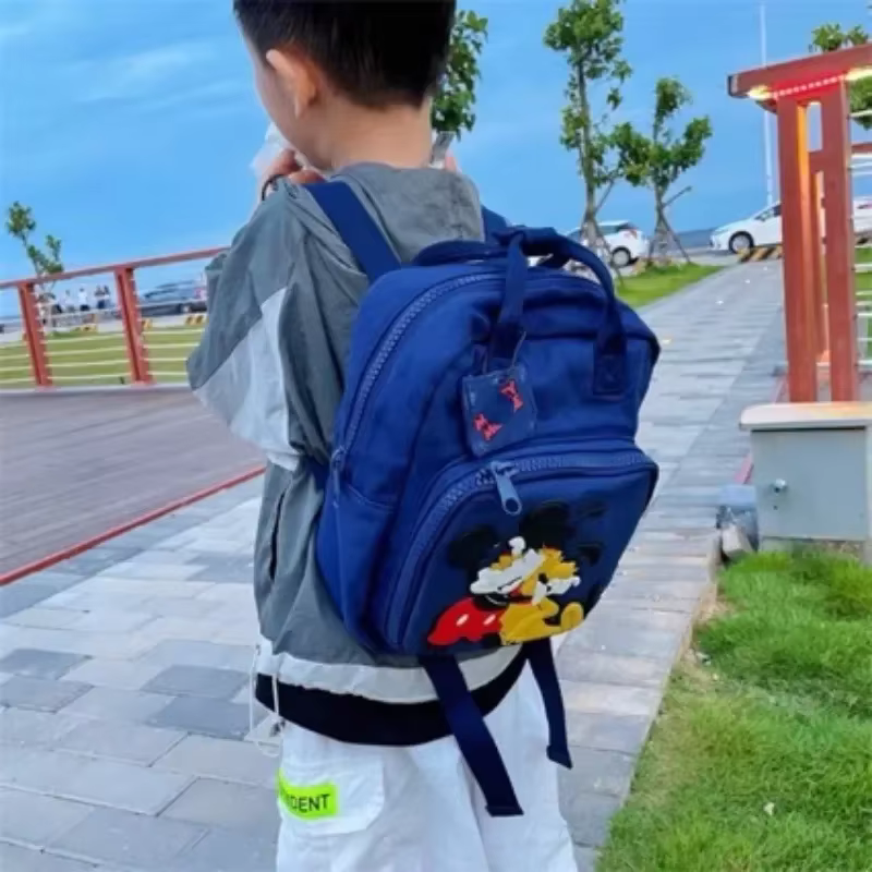 Disney Children's Bag Cartoon Cartoon Cartoon Backpack Mickey Mouse Navy Large Capacity Leisure Backpack School College Bag New