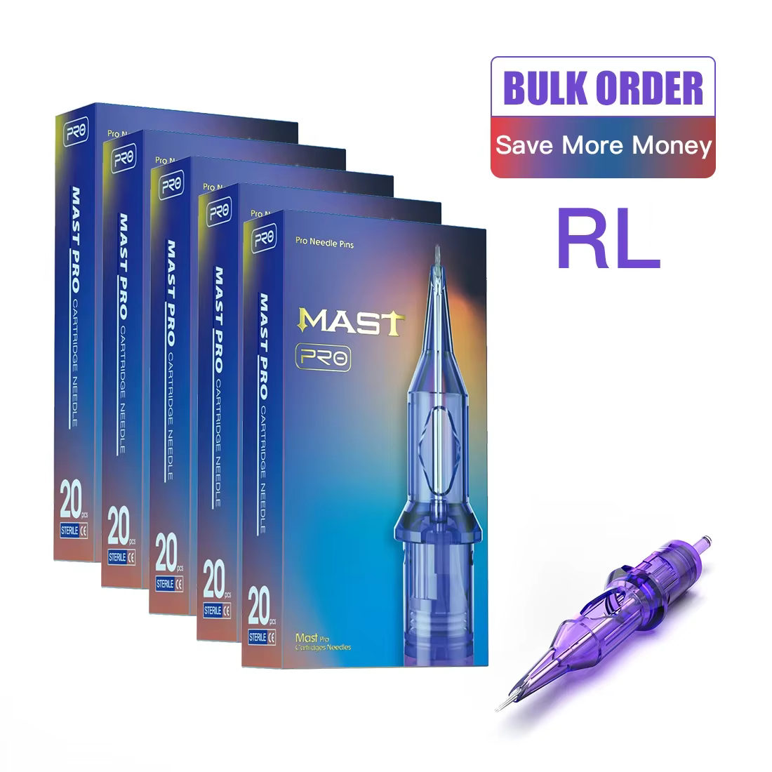 Mast Pro Boxed 1RL/3RL Sterilized Tattoo Cartridge Needles Supply Permanent Makeup Needles Round Liner 0.35mm/0.30mm