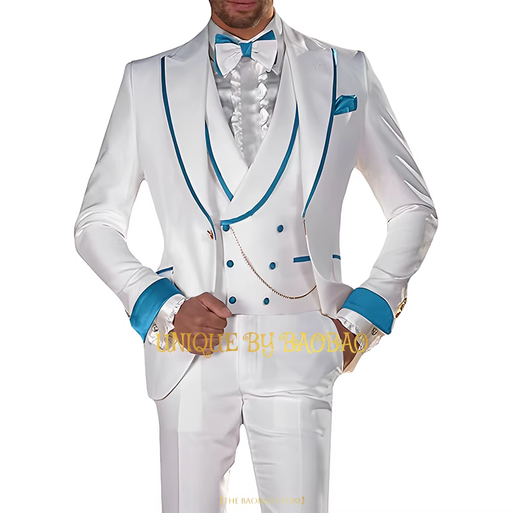 Men 3-piece wedding tailcoat (jacket+vest+pants) fashion performance concert groom engagement cocktail summer party custom suit
