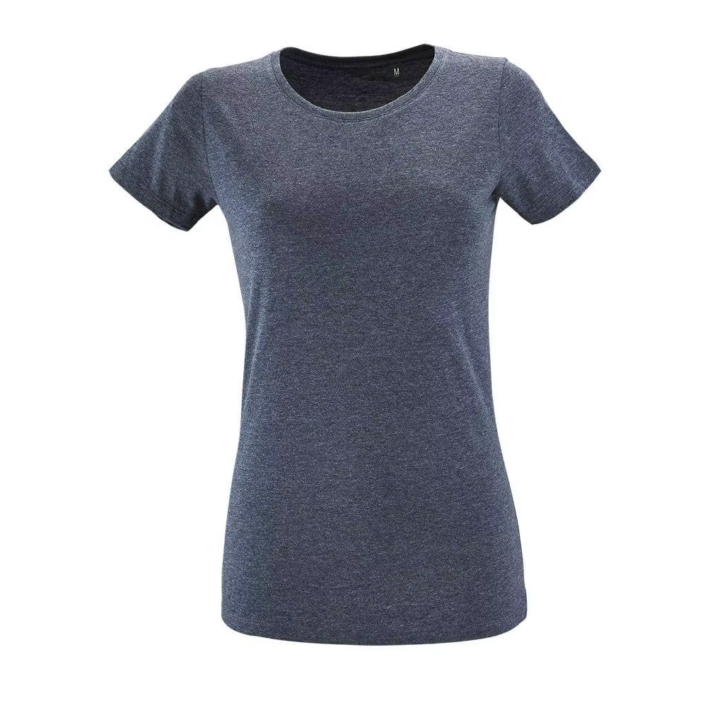 MARNAULA.REGENT FIT WOMEN's O-neck tight T-shirt size = S COLOR = marbling Denim