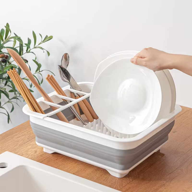 Folding plate drying rack, plastic dish drain, Sink Dishwasher basket, drying rack, kitchen kniff