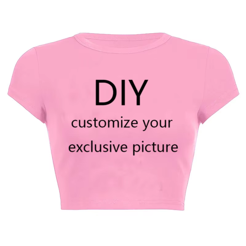 New Summer Short Sleeve O Neck Nieuwe Uw Eigen Ontwerp Logo/Foto Wit Custom DIY Women Crop Tops Fashion T-Shirt