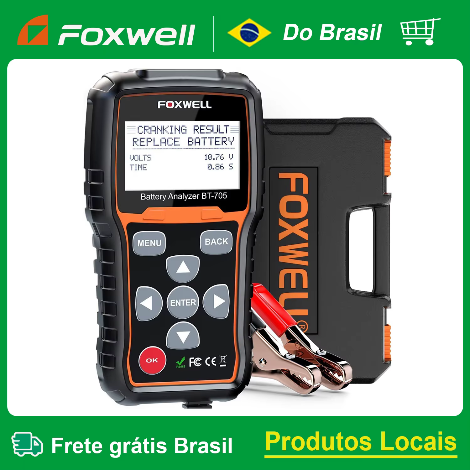 Foxwell BT705 12V 24V Car Battery Tester Vehicle Cranking Charging Scanner Diagnostic Automotive Battery Measurement Analyzer