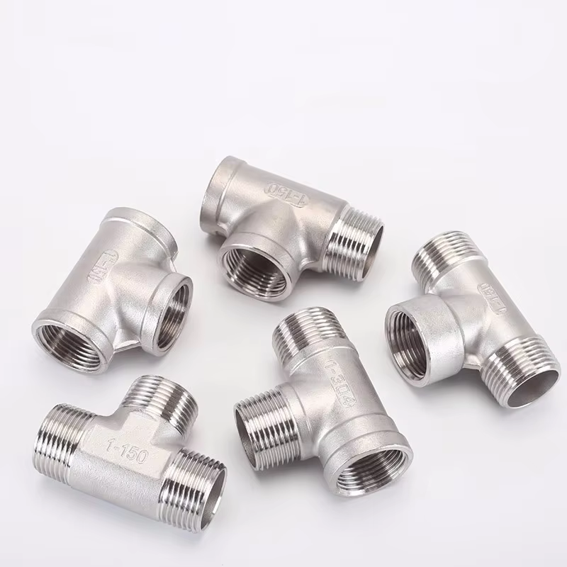 (DN8-DN50)male+male+Female Threaded 3 Way Tee T Pipe Fitting 1/4" 1/2" 3/4" 1" 1-1/4" 1-1/2"BSP Threaded 304 Stainless Steel