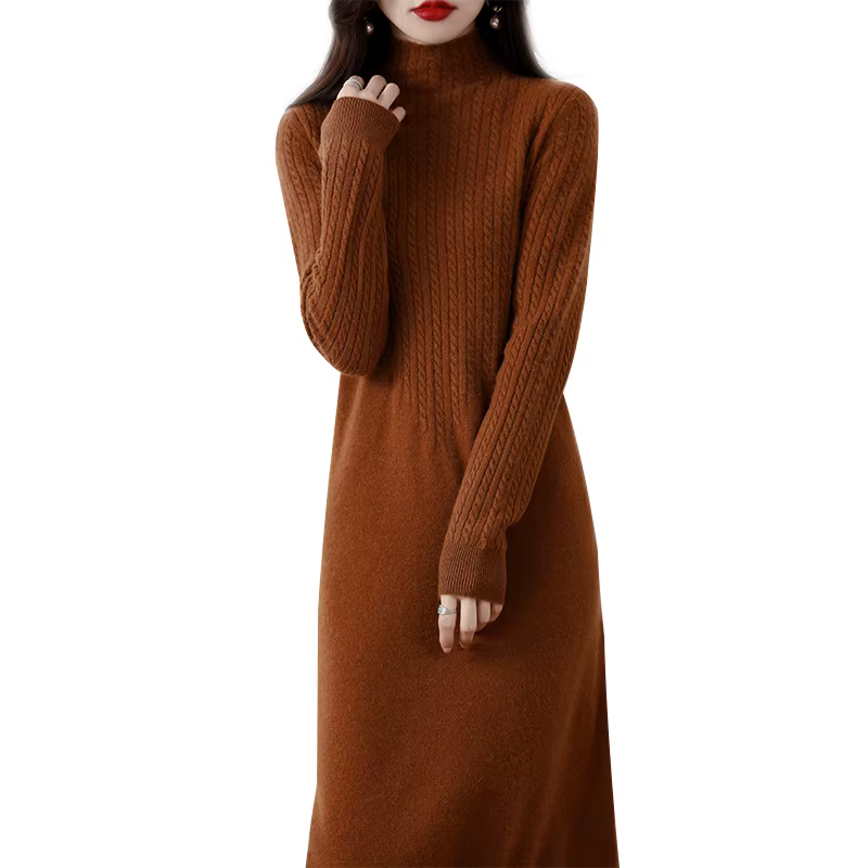 Hot Sale Cashmere Knitted Dress for Women Winter/ Autumn O-Neck Female Dresses Long Style 6Colors S-XXL Jumpers Girl Clothes