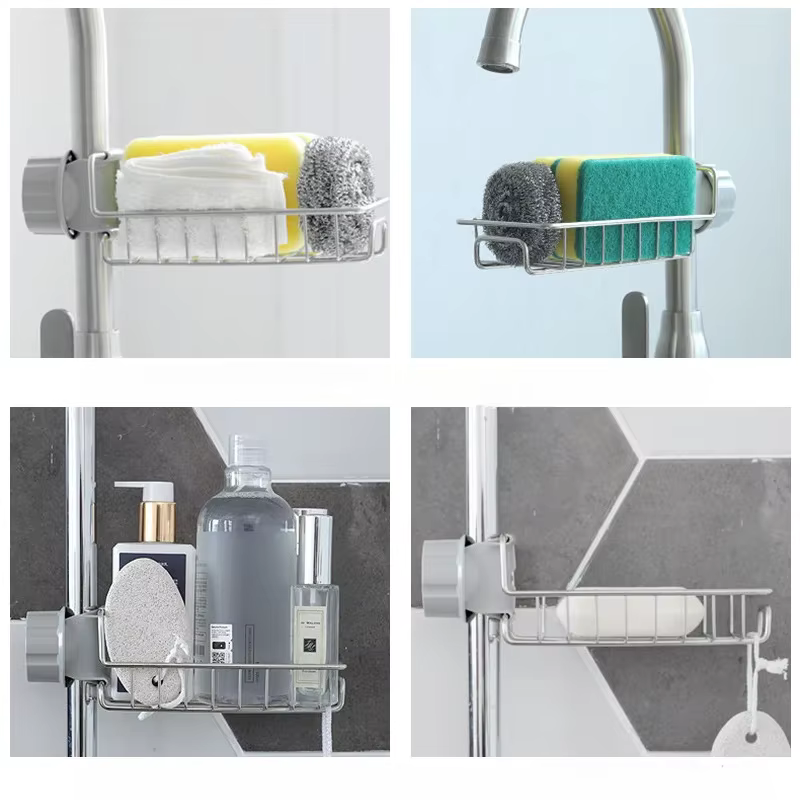 Stainless Steel Kitchen Sink Faucet storage rack, household sponge cloth, dishwashing drain rack, hanging