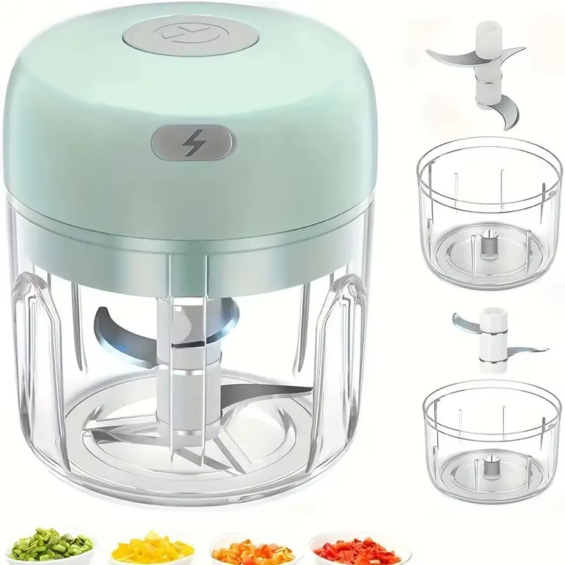 Electric Garlic Chopper, Mini Portable Veggie Chopper, 250ML Garlic Grinder Masher Onion Chopper, Blender to Vegetable, Wireless