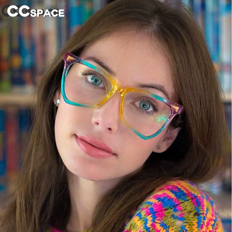 53838 Oversized Women Rainbow Glasses Frames Anti Blue Light Fashion Computer Eyeglasses