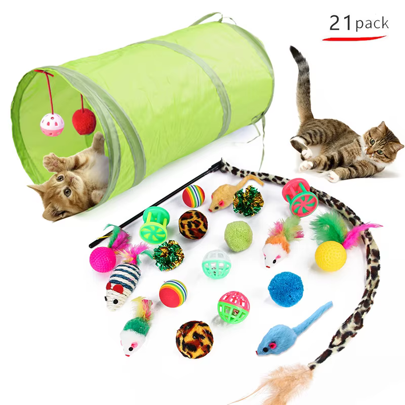 Kitten Toys Variety Pack-Pet Cat Toys Combination Set Cat Toy Funny Cat Stick Sisal Mouse Bell Ball Cat Supplies