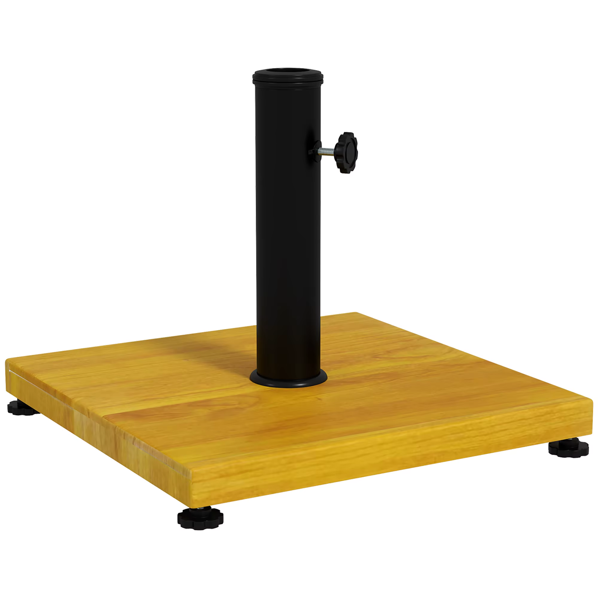 Outsunny square umbrella Base sunshade holder cement filled with adjustable pads Weight 25 kg for Parasol pole Ø34/38/48mm 45x45x33,5 cm Natural wood imitation