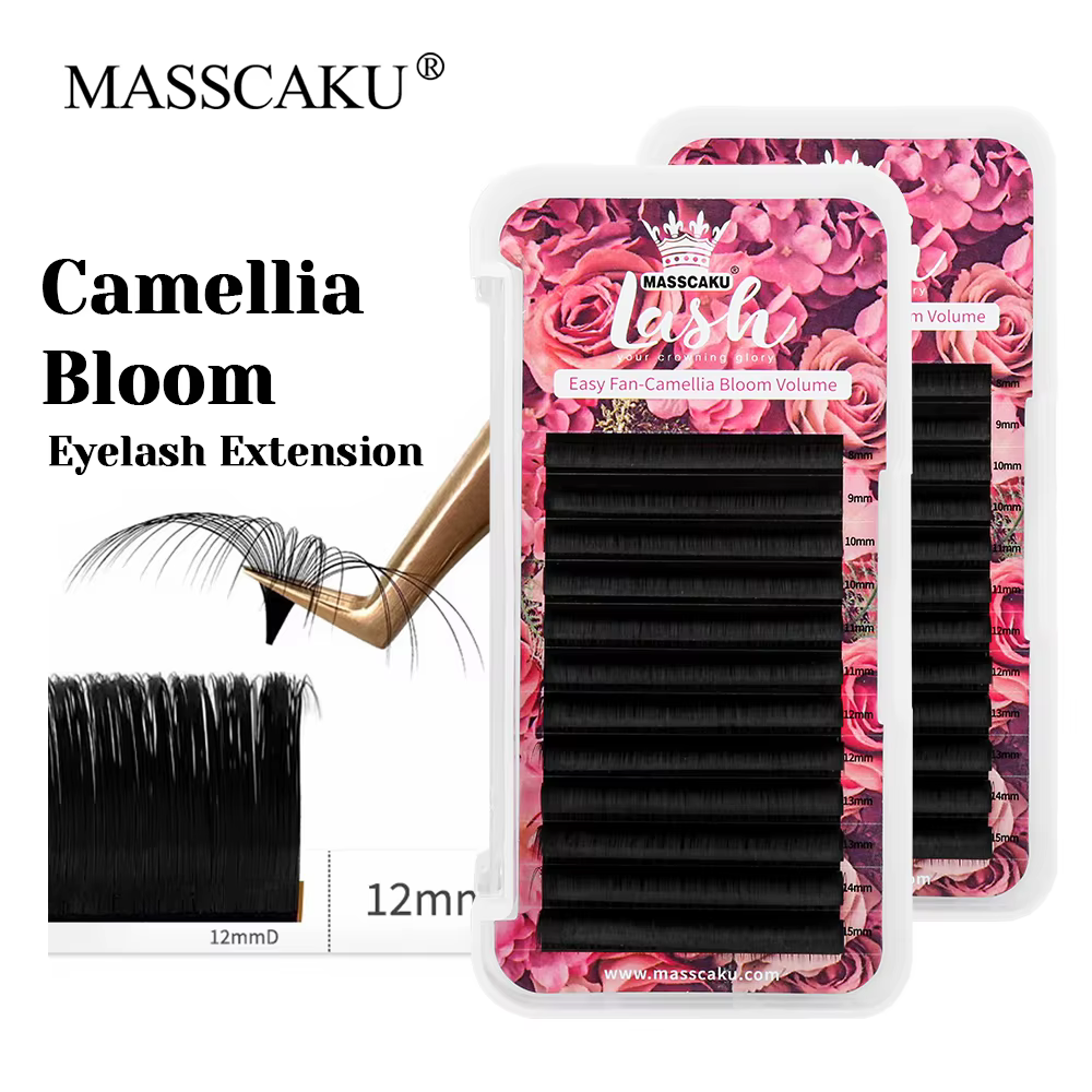 New Style MASSCAKU 0.05/0.07/0.10mm Thickness Camellia Blooming Lashes Handmade Synthetic Mink Easy Fanning Eyelash Easy to Grip