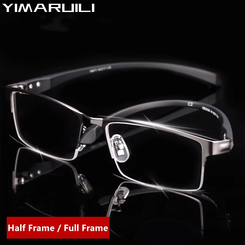 YIMARUILI Light And Comfortable TR90 Alloy Eyewear Business Men's Full-frame Half-frame Optical Prescription Eyeglasses Frame
