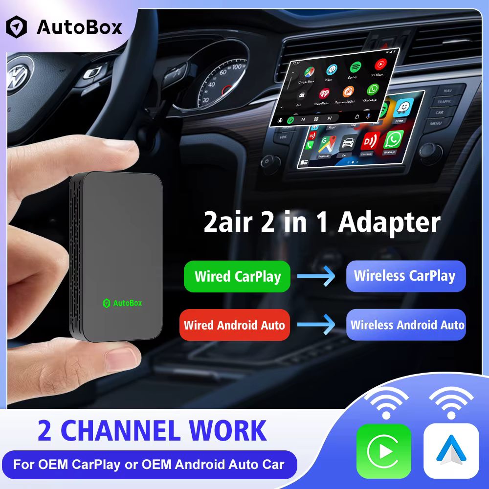 Autobox 5.0 Wired to Wireless Android Auto Box Wireless CarPlay Adapter Smart Car Ai Box WiFi Bluetooth Auto Connect Plug&Play