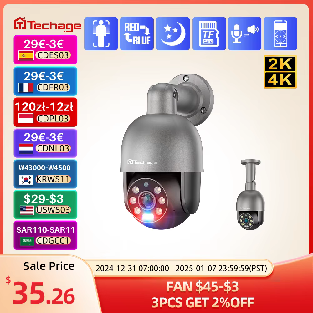 Techage 1pcs 5MP 8MP PoE IP Camera H.265 Video Encoding Outdoor Two-way Audio Camera For PoE NVR Security Surveillance System